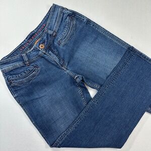 Vtg Christopher Blue Low Rise Straight Jeans 10 Flap Pocket Stretch Y2K Western